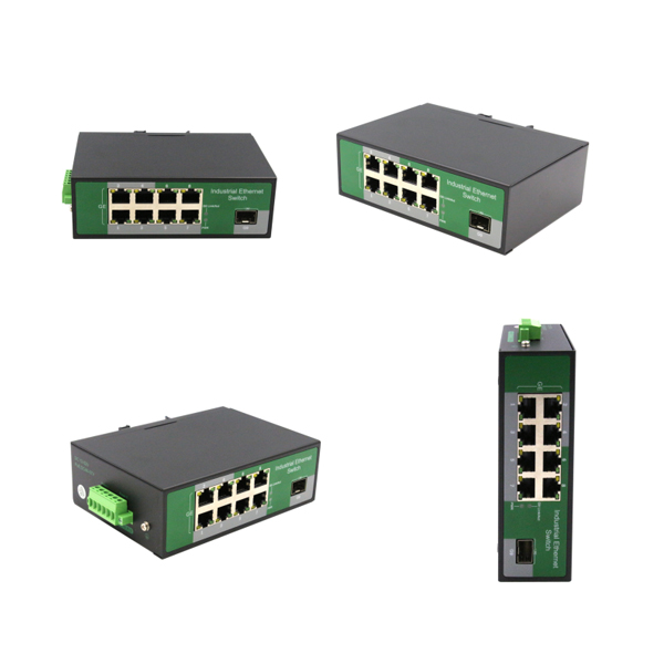 8 Port RJ45+1 Port optical Industrial switch, 101001000Mbps WPX-C18G