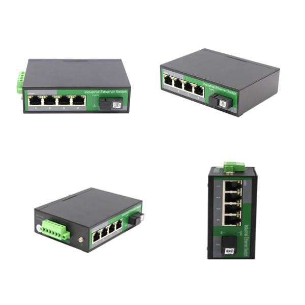 4 Port RJ45+1 Port optical Industrial media convertor,101001000Mbps 19 (Single-Mode (Tx1310nm and Rx1550 for each) ,Single,SC 20km) output max WPX--CF14G-SC20
