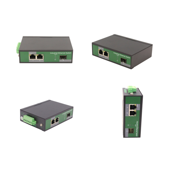 2 Port RJ45+1 Port optical Industrial media convertor, 1000Mbps output max.60W WPX-12G-SFP