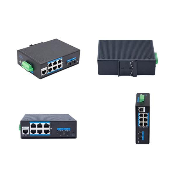 6 ports 10100Base-Tx RJ45 + 2G SFP managed industrial switch, L2 Ethernet switch, IP40 protection grade panel-mounted chassis switch, model WPX-GFS-M-SFP