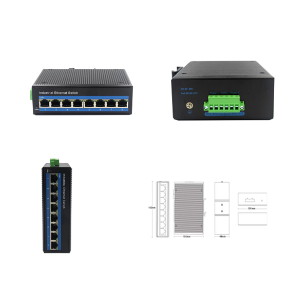 Entry-level industrial-grade Ethernet switch, offering high cost-effectiveness, with 8 ports, 100Mbps, up to 8 ports with PoE output, suitable for distributors, ori