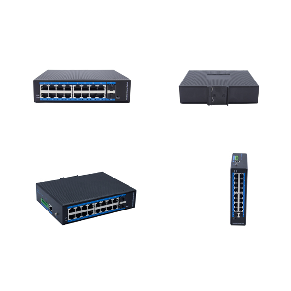 16 ports 10100Base-Tx RJ45 + 2G SFP managed industrial switch, L2 Ethernet switch, IP40 protection grade panel-mounted chassis switch, model WPX-GFS-M-SFP