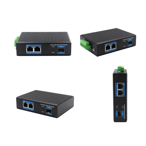 Industrial media convertor 1 port SFP optical + 2 port gigabit copper ethernet 30W PoE output dual DC48V input WPX-12GP-SFP