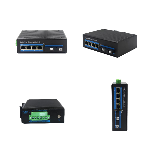 Industrial grade 100Mbps 4 port ethernet switch+ 2 port 1x9 fixed optical SCSTFCLC connector -40 ~80 ℃ WPX-24FP-SC20