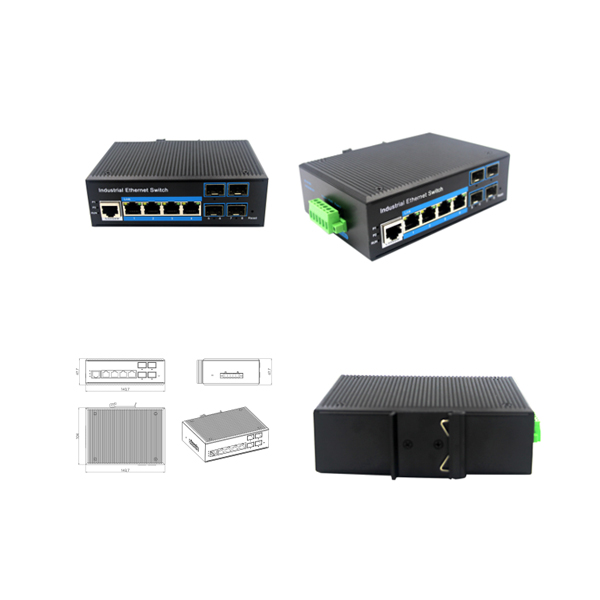 Din-rail design, Alliuminun L2+ Managed Industrial Switch, 101001000Mbps 4-Port RJ45+4-Port gigabit SFP,DC12~52V -40℃-80℃ WPX-44BGS-SFP