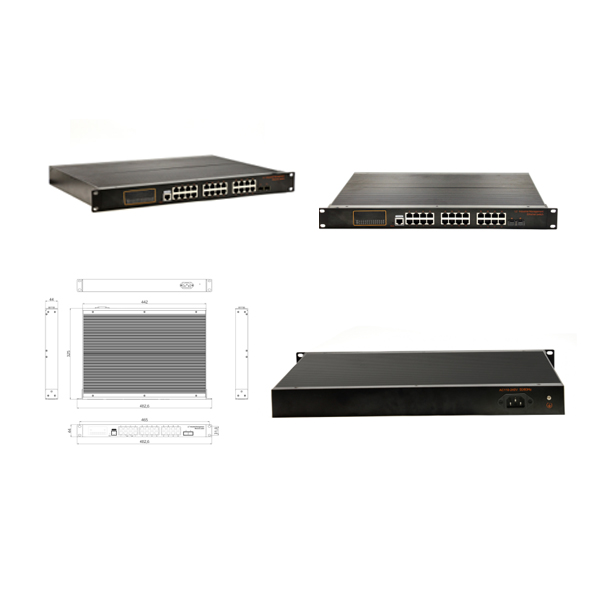 Rack-mountable, Alliuminun L2 Managed Industrial Switch, 101001000Mbps 24-Port RJ45+2-Port gigabit SFP,AC110-240V -40℃-80℃ WPX-24GS-MU-SFP