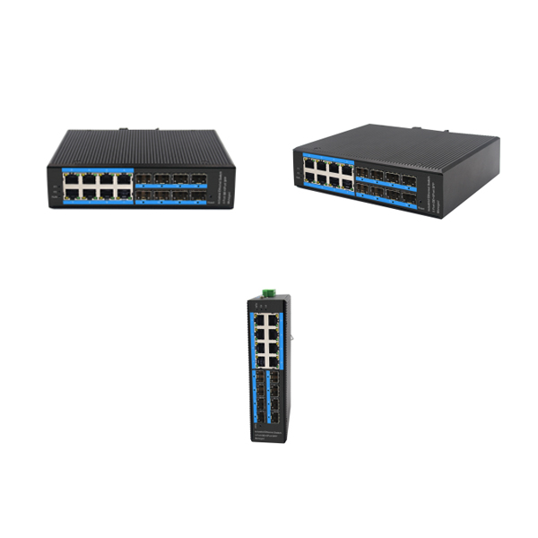 Din-rail design, Alliuminun L2 Managed Industrial Switch, 101001000Mbps 8-Port RJ45+8-Port gigabit SFP,DC12~52V -40℃-80℃ WPX-8GS-M-SFP