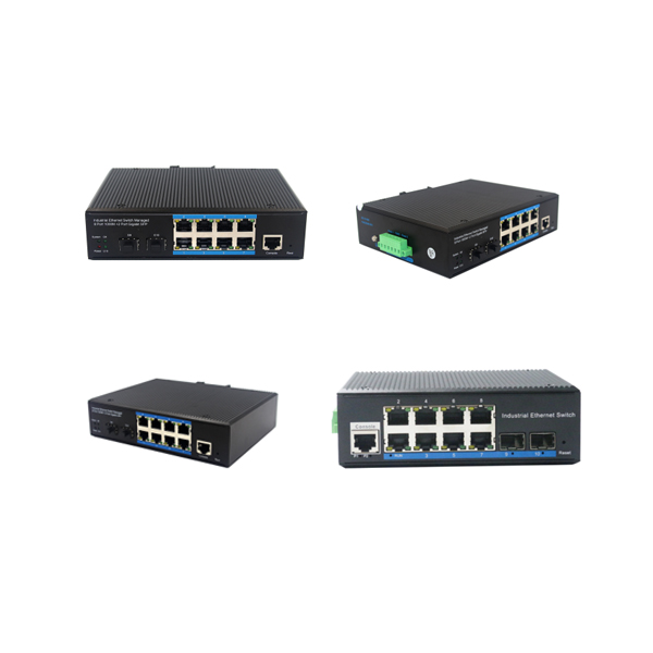 Din-rail design, Alliuminun L2 Managed Industrial Switch, 101001000Mbps 8-Port RJ45+2-Port gigabit SFP,DC12~52V -40℃-80℃ WPX-W8GS-MS-SFP