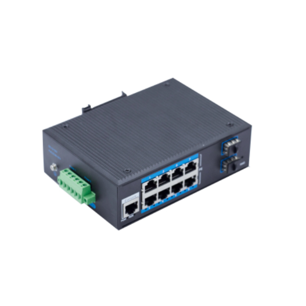 Alliuminun L2 Managed Industrial Switch, 10100Mbps 8-Port RJ45+2-Port gigabit 19 fixed optical uplink (Single-Mode (1310nm) ,Dual,SC 20km) ,DC12~52V -40℃-80℃ WPX-28G