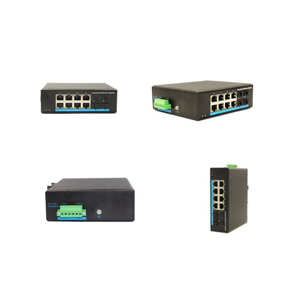Din-rail design, Alliuminun Unmanaged Industrial Switch, 101001000Mbps 8-Port RJ45+4-Port SFP, Dual power supply DC48~57V -40℃-80℃, 8 port PoE WPX-48GP-SFP