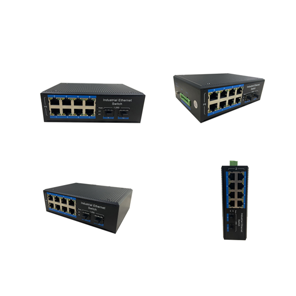 Din-rail design, Alliuminun Unmanaged Industrial Switch, 10100Mbps 8-Port RJ45+2-Port gigabit SFP, DC48~57V Dual power supply -40℃-80℃ 8 port PoE WPX-28GFP-SFP